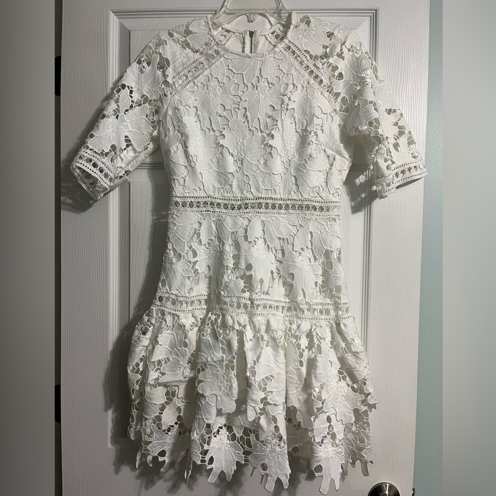 Just Me Oblivious Beauty White Lace Dress, size small